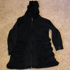 Black zip up sweatshirt ruffles 5/6t